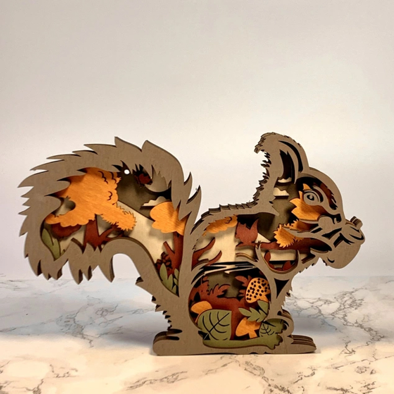 Ornements d'animaux en bois 3D