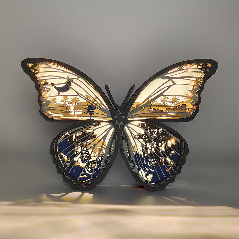 Ornements de papillon en bois 3D