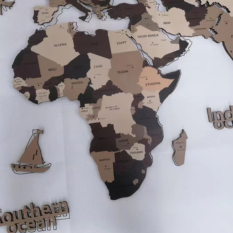 Carte du monde en bois 3D