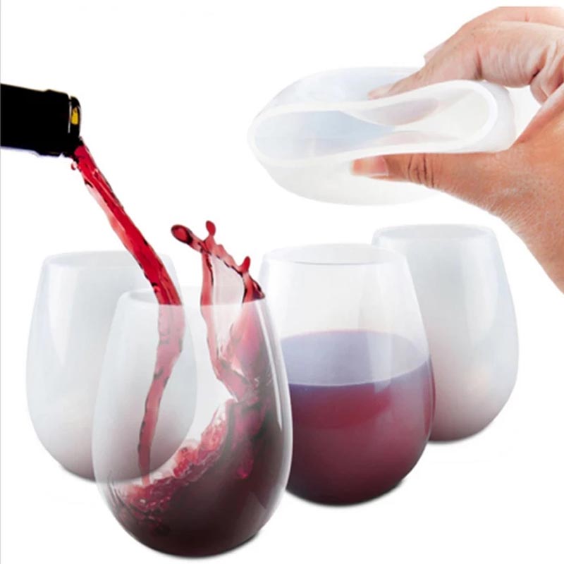 Verres à vin en silicone incassable de 12 oz, verres à vin étouffants réutilisables pour les fêtes, le camping, les plages et les bateaux, les verres à vin en silicone sans tige, le houblon hippie,