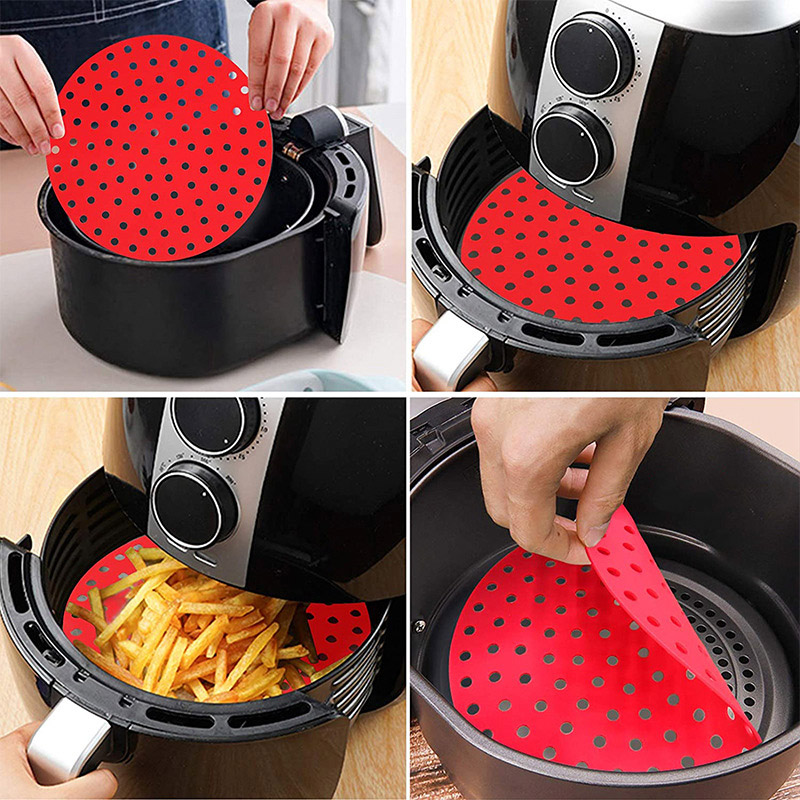 Réservoir de friteuse d'air en silicone réutilisable, avec plaque d'enregistrement magnétique de friteuse d'air, facile à nettoyer accessoires de friteuse d'air, non adhésif, emballage et remplacement des accessoires de friteuse d'air