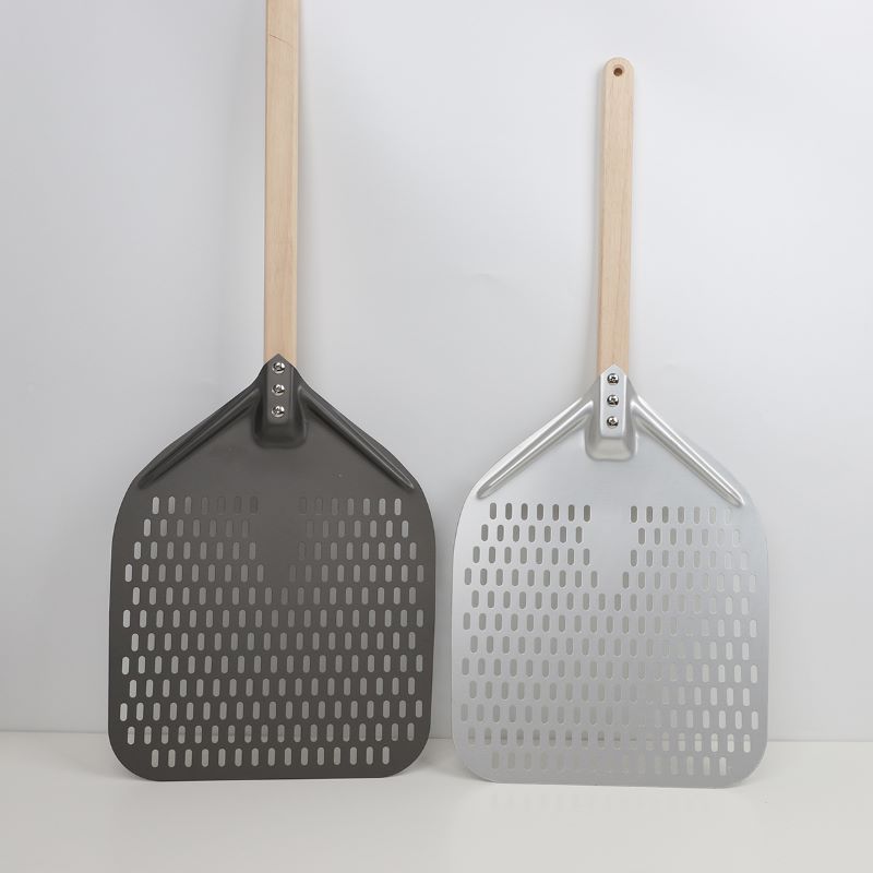 Poignée en bois dur anodisé 8 pouces 10 pouces perforées Pizza Pizza Pell Pizza Pizza Pizza Spatula Pizza Turner