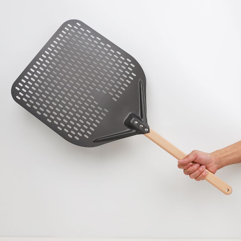Poignée en bois dur anodisé 8 pouces 10 pouces perforées Pizza Pizza Pell Pizza Pizza Pizza Spatula Pizza Turner