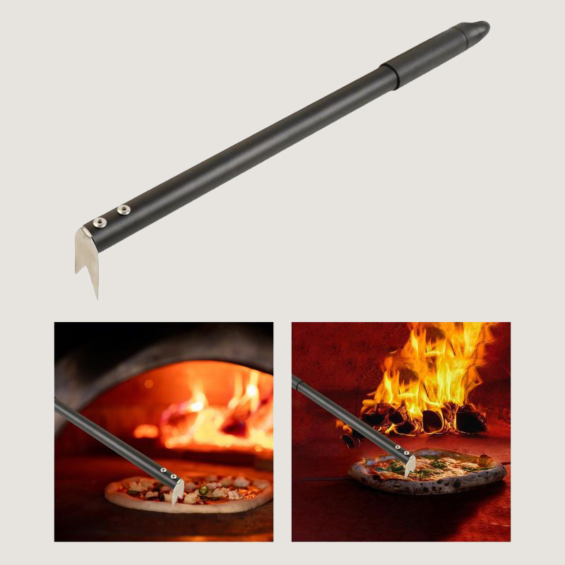 Pizza Fork en acier inoxydable Pizza Flipper Turner 43cm/16,9 pouces de longue poignée à pizza Pizza Spinning Fork pour pizza/Grill, facile à tourner pour la pizza