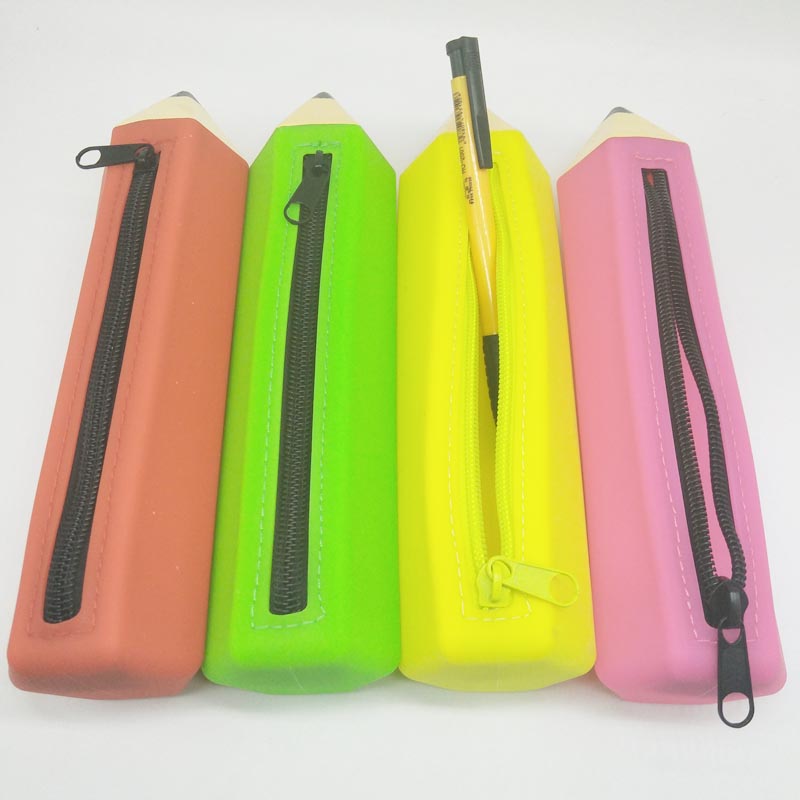 Sac à crayons en silicone, étui crayon créatif en forme de crayon, sacs de papeterie en silicone sains et respectueux de l'environnement, étanche et durable