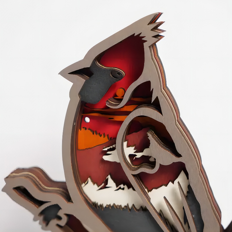 Ornements d'oiseaux animaux en bois 3D