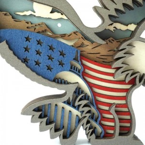 Decoration artisanale en bois 3D Eagle