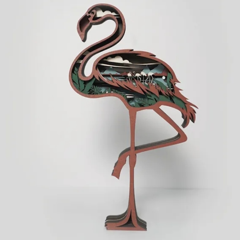 Décoration d'artefacte en bois 3D Flamingo