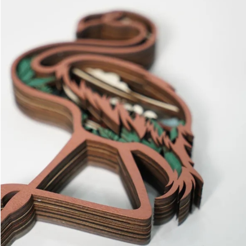 Décoration d'artefacte en bois 3D Flamingo
