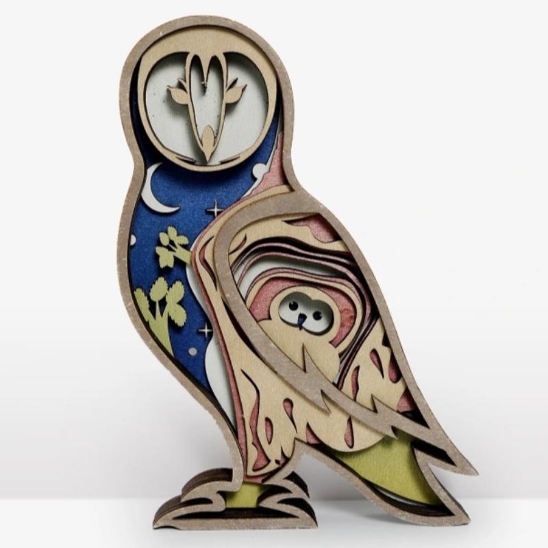 Décoration d'artefacte en bois 3D Owl