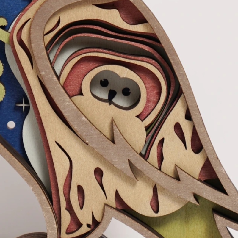 Décoration d'artefacte en bois 3D Owl