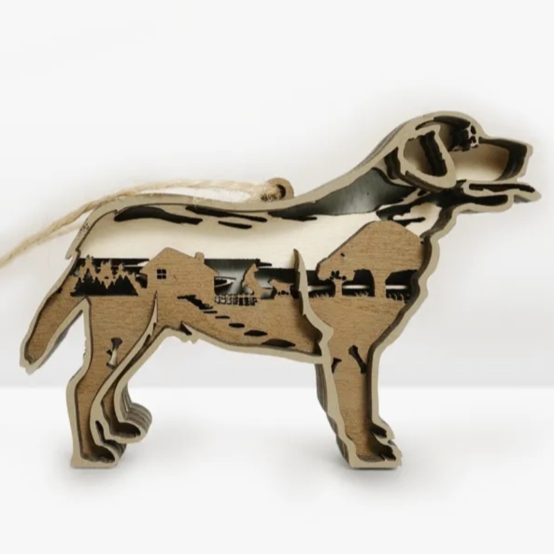 Décoration d'artefacts en bois 3D Puppy