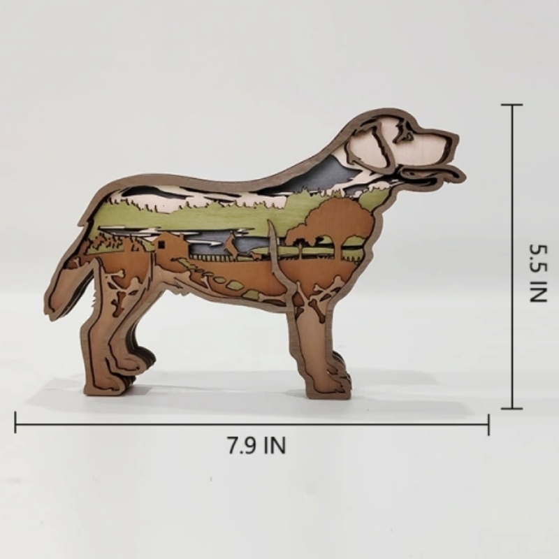 Décoration artisanale en bois animal 3d Labrador