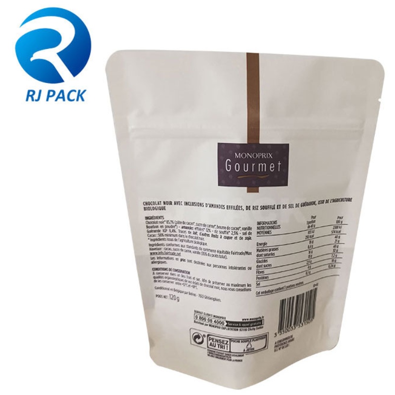Papier kraft imprimé numériquement avec fermeture à glissière doypack