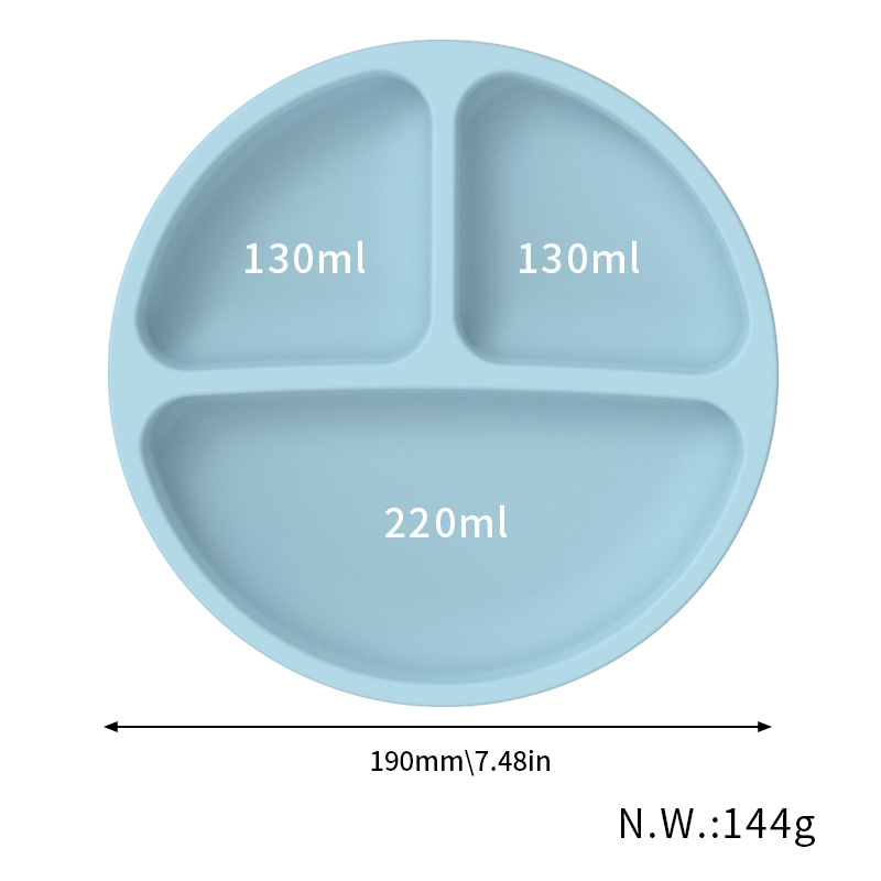 Assiette de dîner en silicone pour les enfants Assiette à aspiration comparativement en silicone