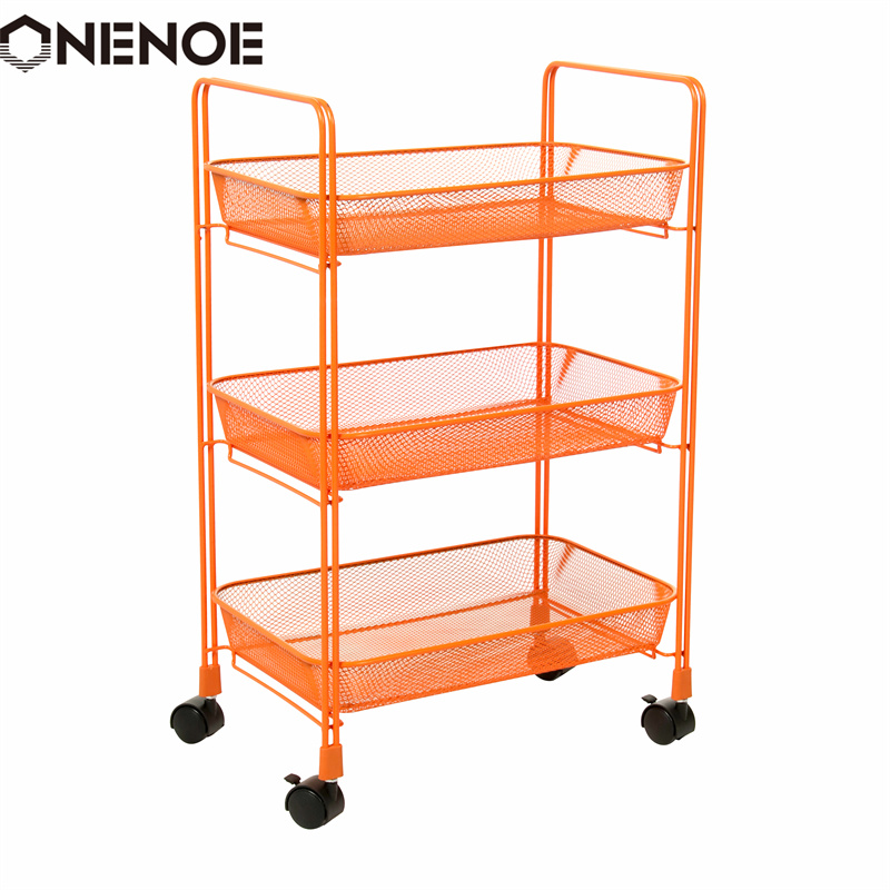 Onenoe Design Modern Metal Mesh Mesh à 3niveaux Organisateur de stockage Multi-Utilitaire Chariot de roulement Cuisine Cuisine de rangement de chariot de chariot à atabilité forte Heavy Duty avec paniers