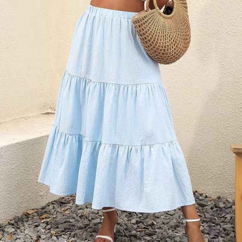 Robe de jupe à longue plage de taille élastique Boho à la ligne A-Line Fluit