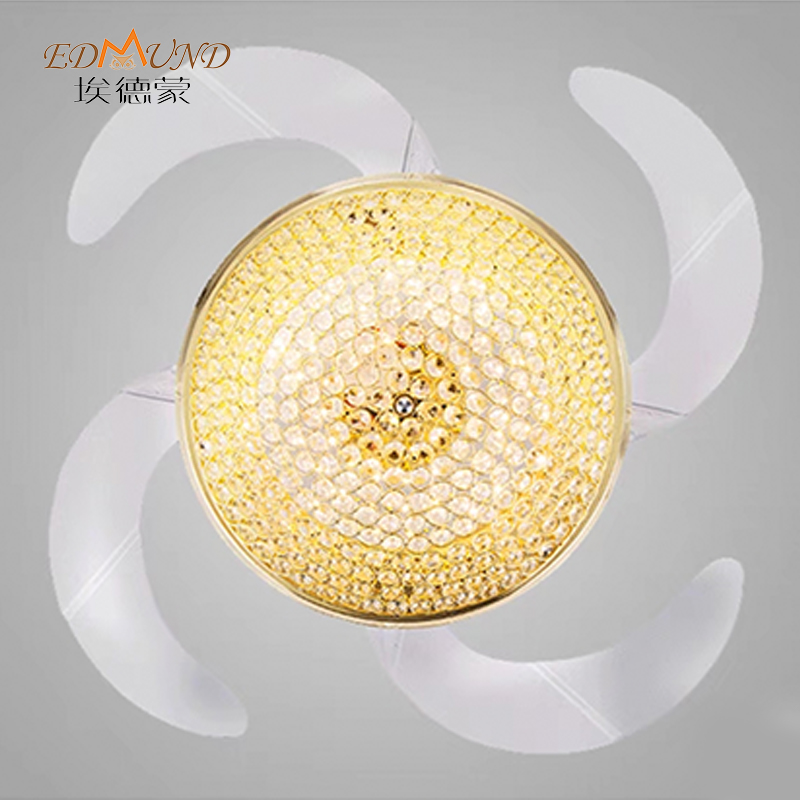 Ventilateur de plafond de lustre K005 avec lumière avec télécommande 42 pouces 3 couleur avec haut-parleur ventilateur en cristal lustre