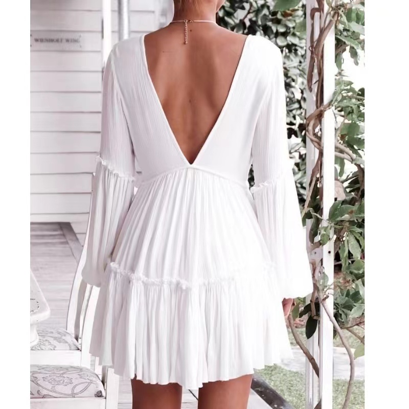 Fashion d'été blanc V-col