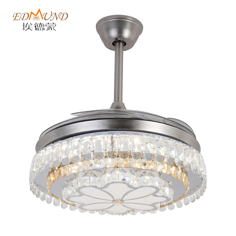 Ventilateur de plafond de lustre K016 avec lumière avec télécommande 42 pouces 3 Couleur avec enceinte de viol en cristal lustre