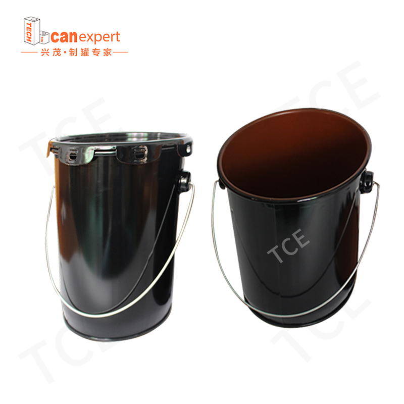 Baquet de seau de peinture en étain en métal en métal vide sur mesure Barreau de tambour de tambour de revêtement blanc avec poignée et couvercle de fleur