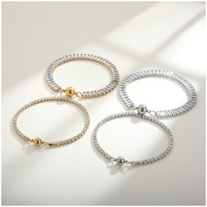 L\'Europe et les États-Unis Tendance Titanium Steel Square Zircon ins Wind Ornements Hand Ornements en acier inoxydable Plaw de pierre à une seule rangée Diamond femelle Magnet Boucle Boucle