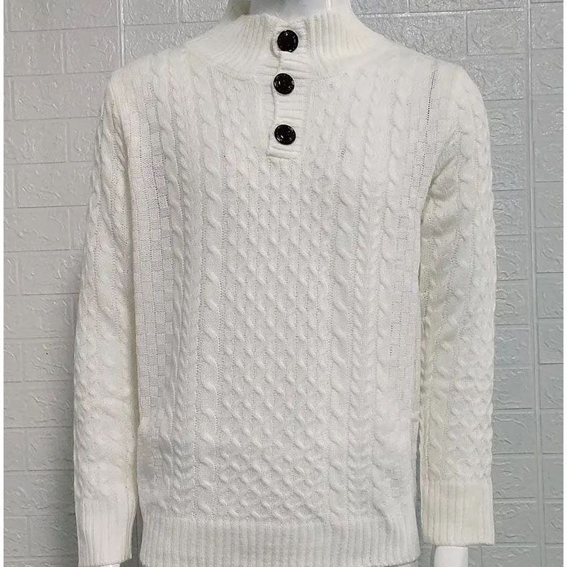 Pull à col de support en acrylique pour hommes pull d'hiver en tricot d'hiver pull