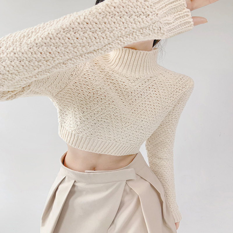 Pull à mi-col en tricot grossier