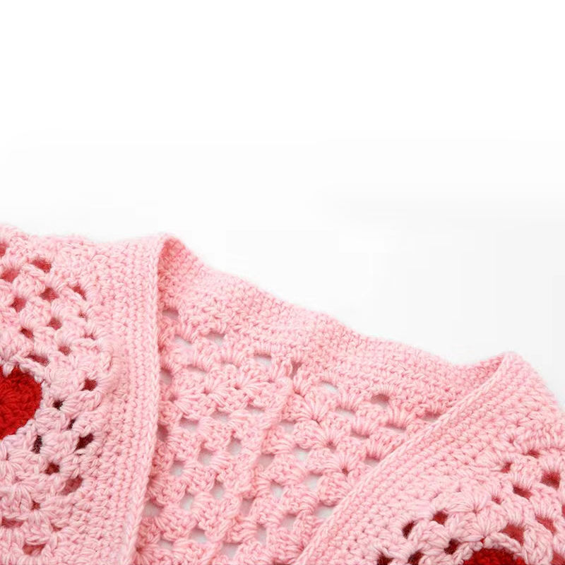 Crochet creuse Crochet Femelle Pull Love Brodery Tricoting Cardigan Pull