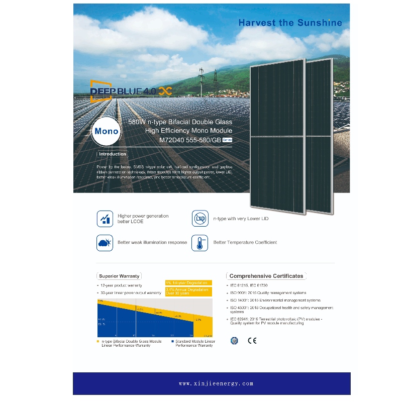 Fabricant de Chine fournit un système de panneaux solaires de haute qualité 580 W N