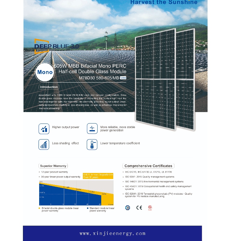 Bonne qualité prix 385 watt -610 watt panneaux solaires Système de doubles lunettes à double côtés