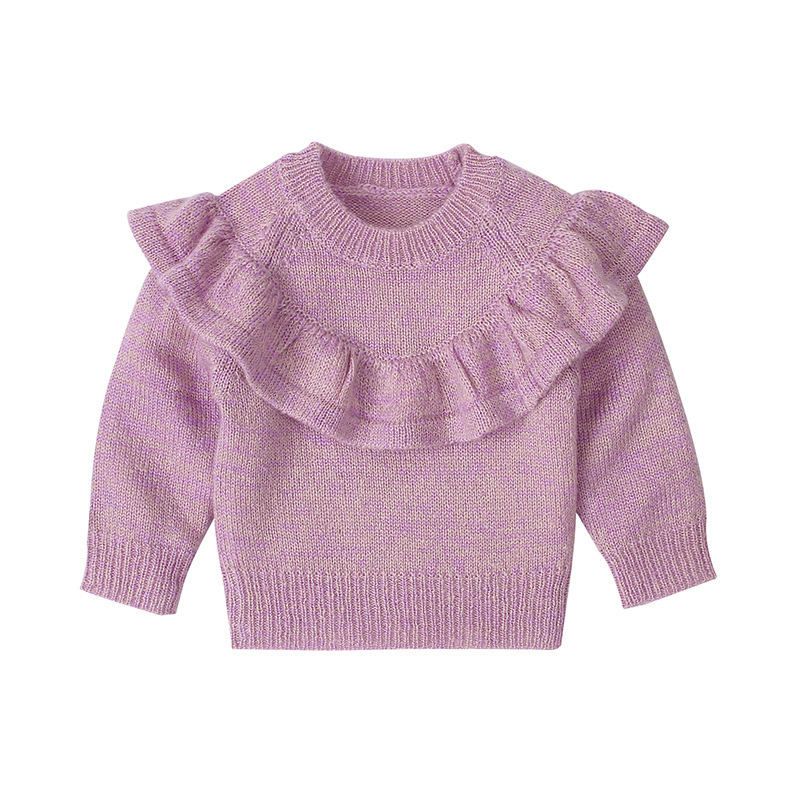 Vêtements pour bébé filles à manches longues en tricot pull d'évasion de couleurs solides motifs de tricot de couleurs