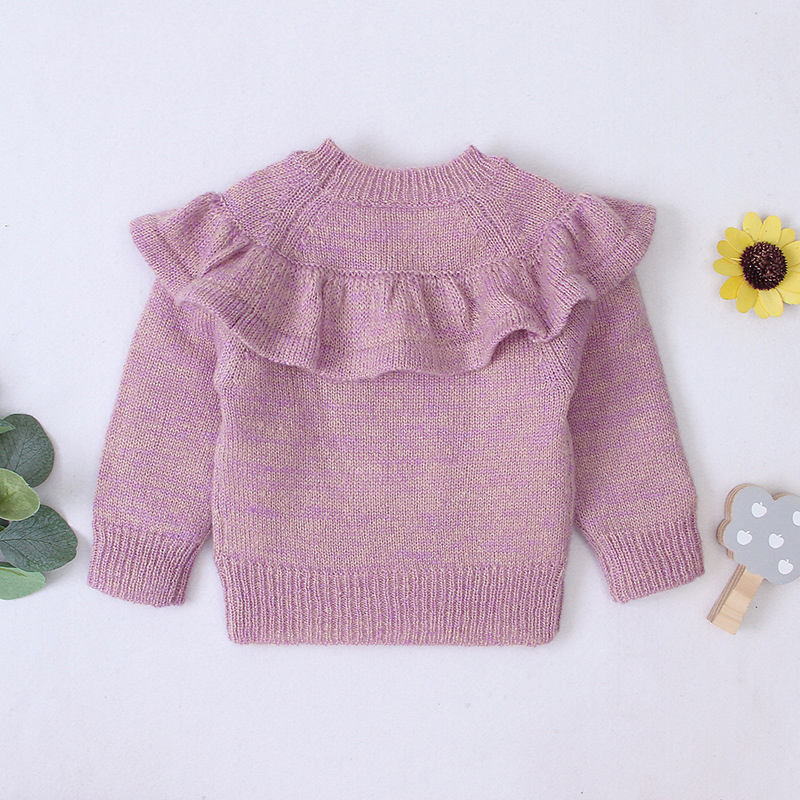 Vêtements pour bébé filles à manches longues en tricot pull d'évasion de couleurs solides motifs de tricot de couleurs