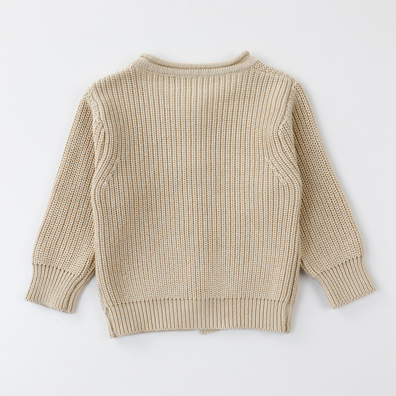 Pullage pour enfants Cardigan décontracté pour enfants avec denouveaux vêtements beige solides