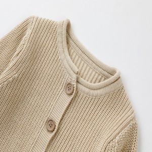 Pullage pour enfants Cardigan décontracté pour enfants avec denouveaux vêtements beige solides