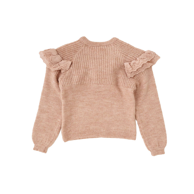 Coul rond le plus récent avec un pull pour filles en coton en tricot en tricot