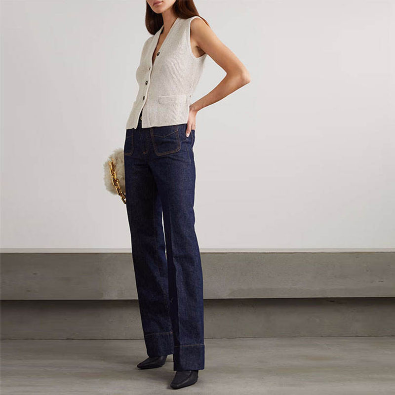Knitwear Factory Custory 2023 Femmes Vêtements Été Vêtements d'été Pullat de cou de cou de couche à manches
