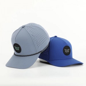Nouveau logo PVC PACT CUSTOSSION 5 PANNEL ARRÉPERSHER POLYESTER SPORT GOLF Hat, Laser Coup Perforated Dad Gorras, Cap Baseball Cap
