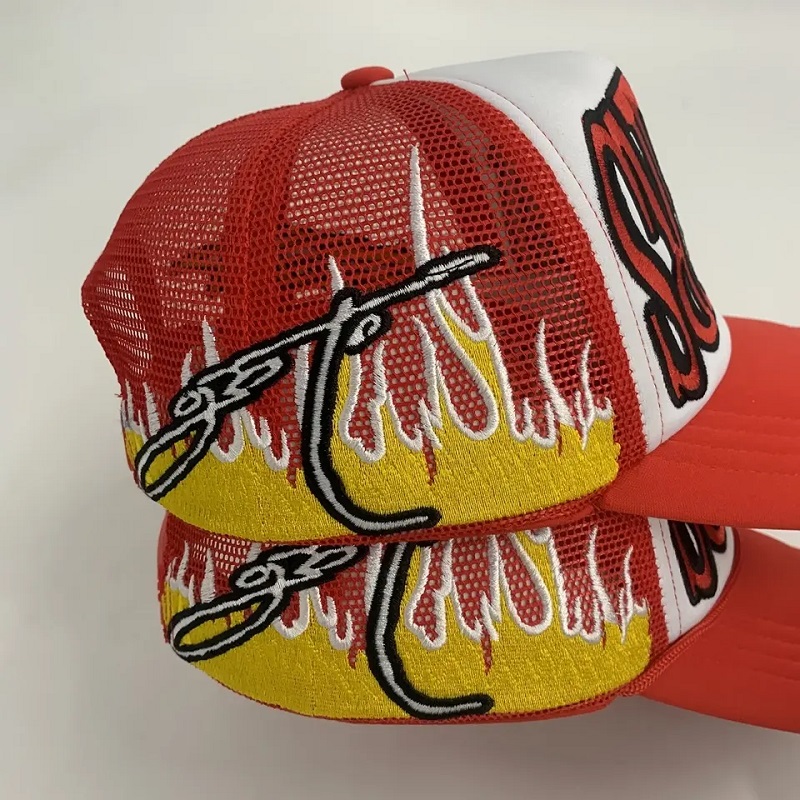 Version complète de grande taille de haute qualité du logo personnalisé du chapeau de camionneur de broderie