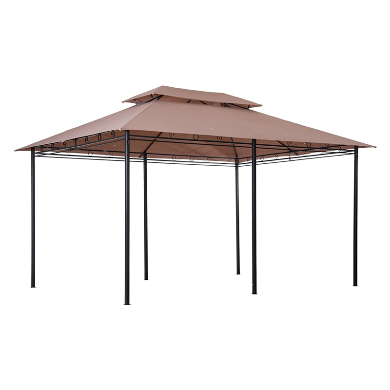 10 \\ 'x 13 \\' Gazebo de pergola molle extérieur avec rideaux, gazebo à cadre en acier à 2niveaux pour patio, Khaki