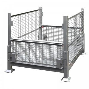 Récipient en vrac en treillis métallique avec des portes de demi-goutte - pliable