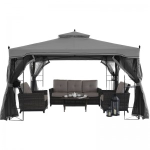 10 \\\\ \'x 10 \\\\\' Steel Extérieur Patio Gazebo Garden Cauve avec rideaux en maille amovible Toppulé beige