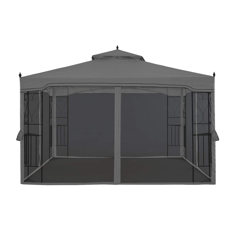 10 \\ 'x 10 \\' Steel Extérieur Patio Gazebo Garden Cauve avec rideaux en maille amovible Toppulé beige