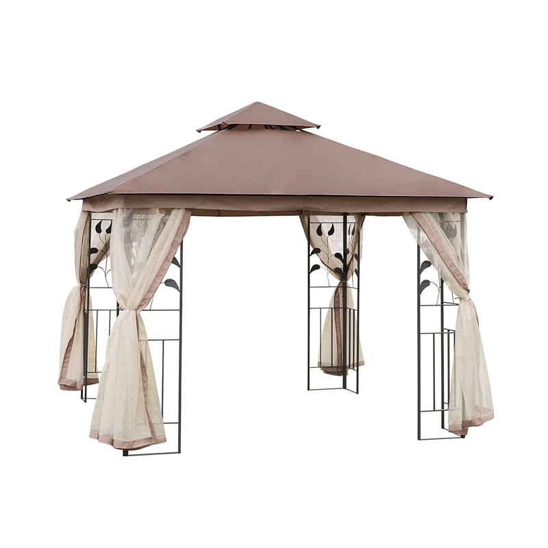 10 \\ 'x 10 \\' Steel Extérieur Patio Gazebo Garden Cauve avec rideaux en maille amovible