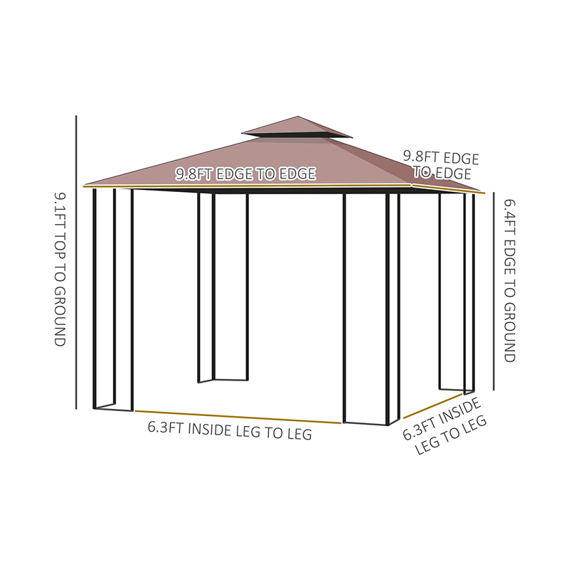 10 \\ 'x 10 \\' Steel Extérieur Patio Gazebo Garden Cauve avec rideaux en maille amovible