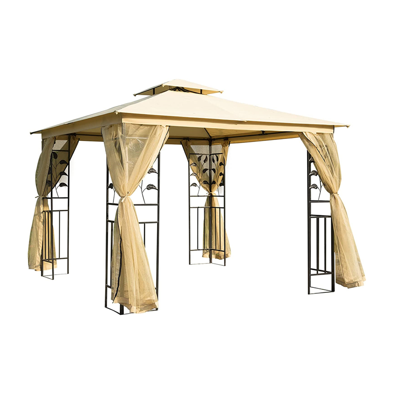 10 \\ 'x 10 \\' Metal Outdoor Patio Gazebo Garden Canopy avec rideaux en maille amovibles