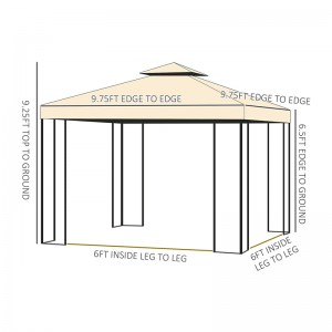 10 \\\\ \'x 10 \\\\\' Metal Outdoor Patio Gazebo Garden Canopy avec rideaux en maille amovibles