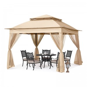 Garden Supplies Pergola Aluminium Extérieur Gazebo Activité extérieure Utilisation avec un filet de moustique, jaune clair