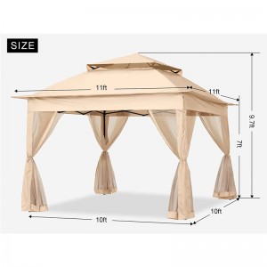 Garden Supplies Pergola Aluminium Extérieur Gazebo Activité extérieure Utilisation avec un filet de moustique, jaune clair
