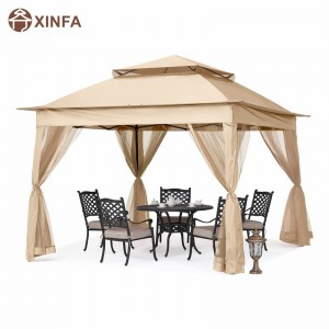 Garden Supplies Pergola Aluminium Extérieur Gazebo Activité extérieure Utilisation avec un filet de moustique, jaune clair